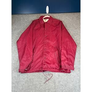 Vintage 60s Sports Track Windbreaker Nylon Coach Jacket Mens Large Red Outdoor